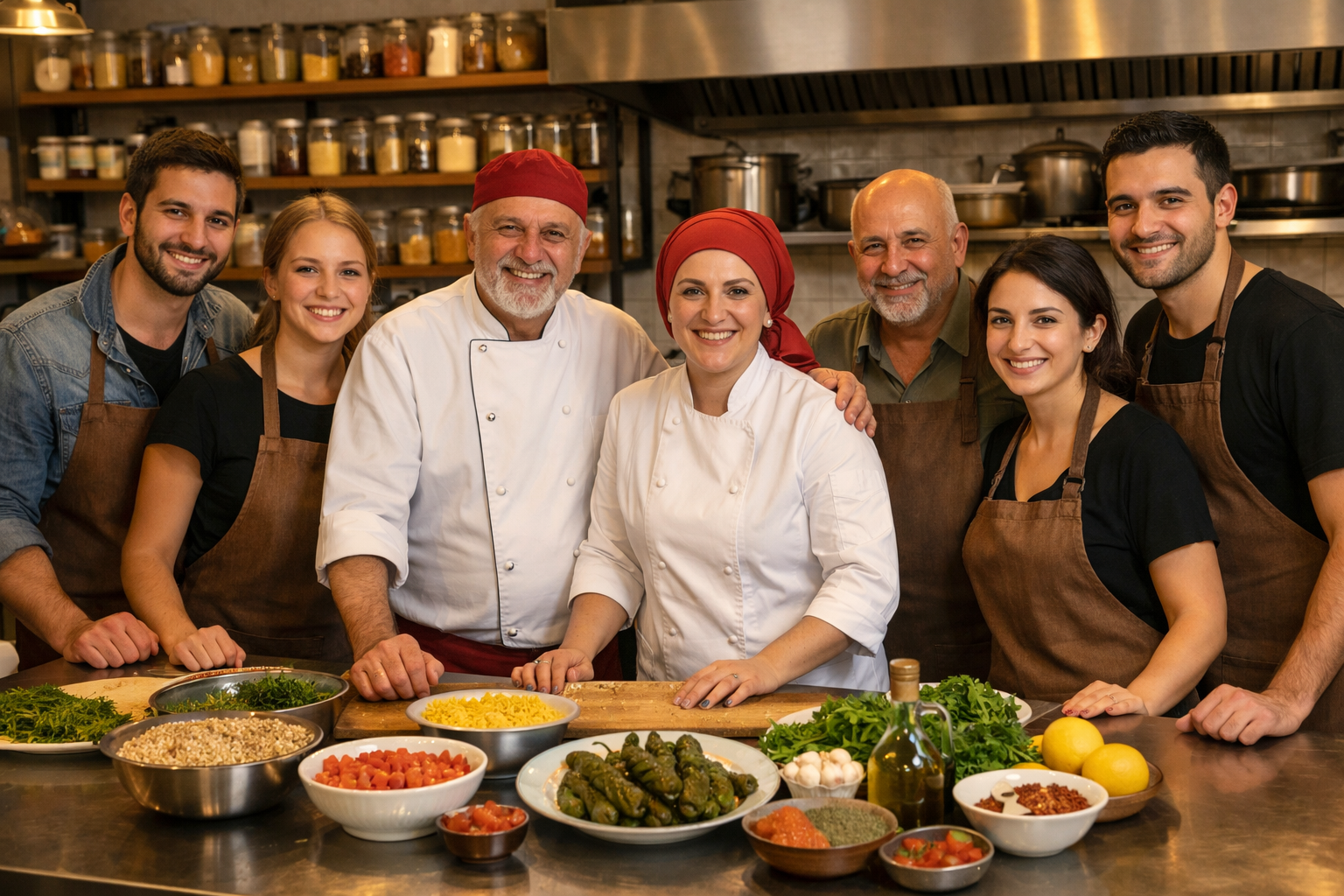 Atolye ortaminda birlikte yemek hazirlayan ekip